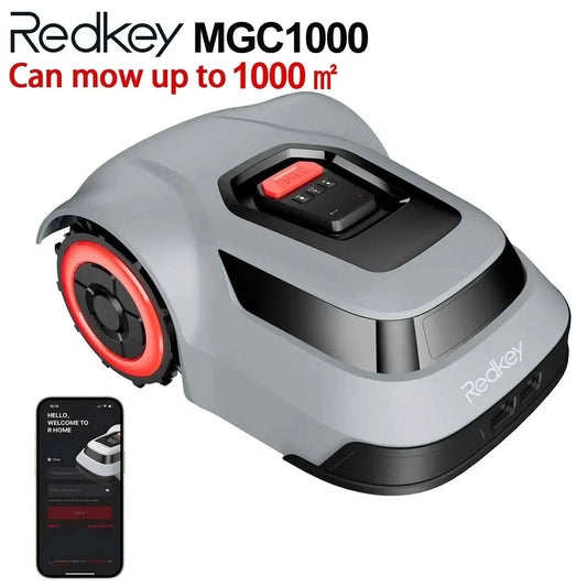 Redkey C-TOF Robot Lawn Mower MGC1000 with cable break detection and 45% climbing ability, app-controlled smart mowing robot