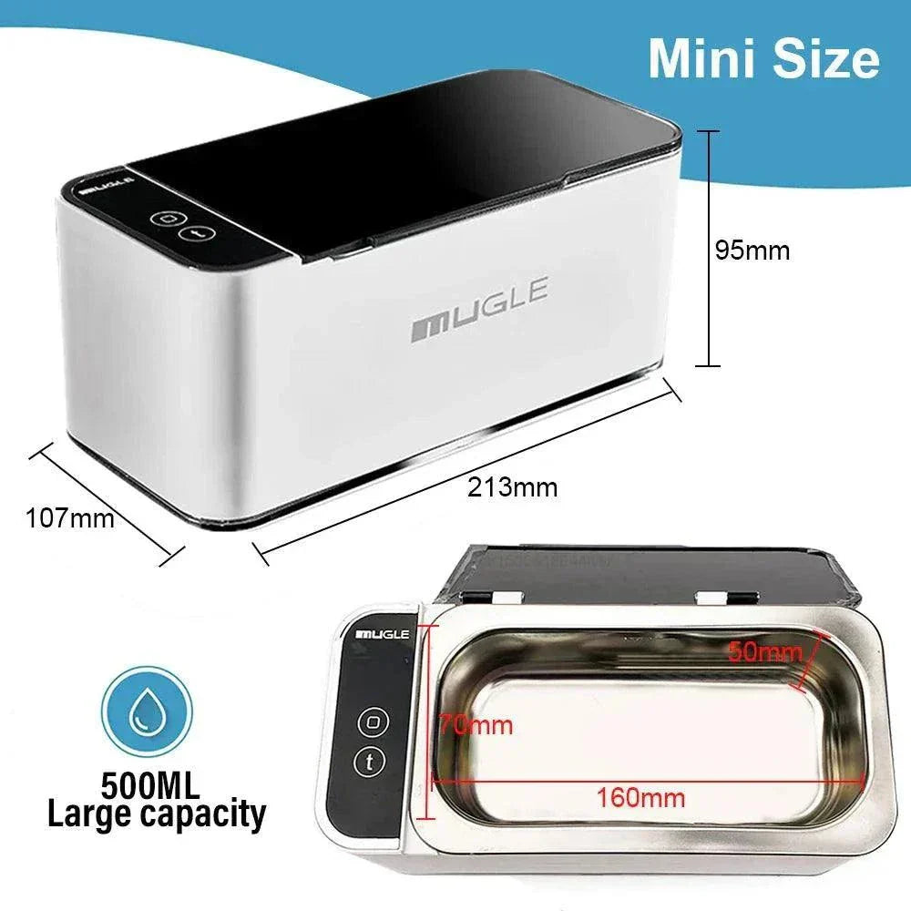 Compact Ultrasonic 35W Cleaning Machine with 500ML tank and digital timer for efficient jewelry and accessory cleaning