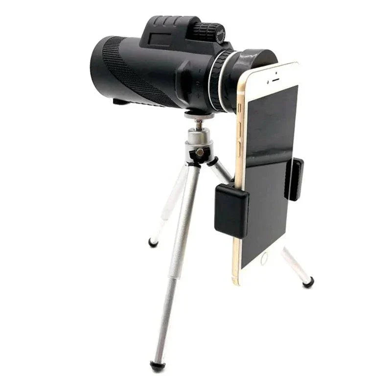 High-definition telescope with universal phone mount and waterproof design for 40X magnification and clear outdoor viewing